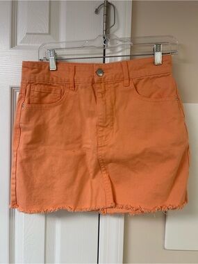 Tgla Orange Denim Mini Skirt